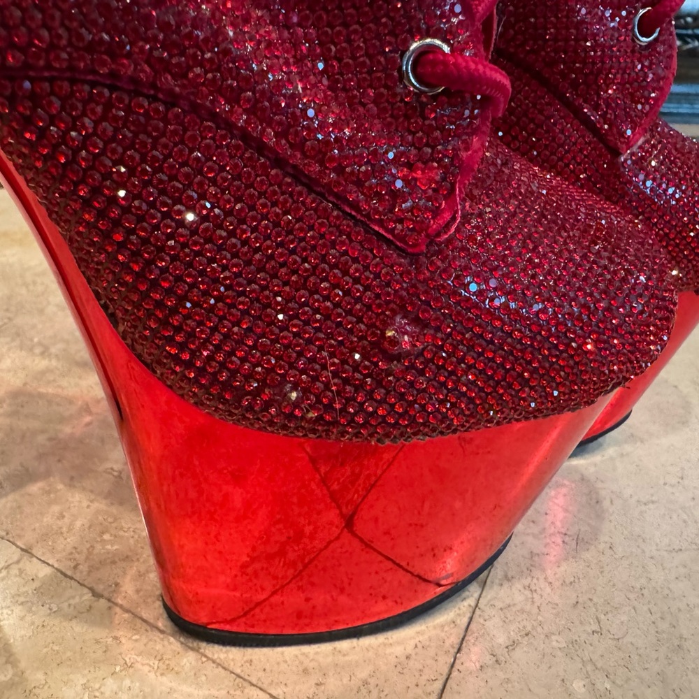 Stunning Ruby Red Pleaser Rhinestone Boots - Picture 6 of 9